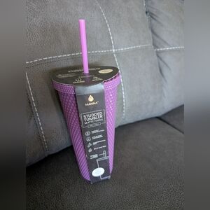Purple Studded Tumbler with Straw